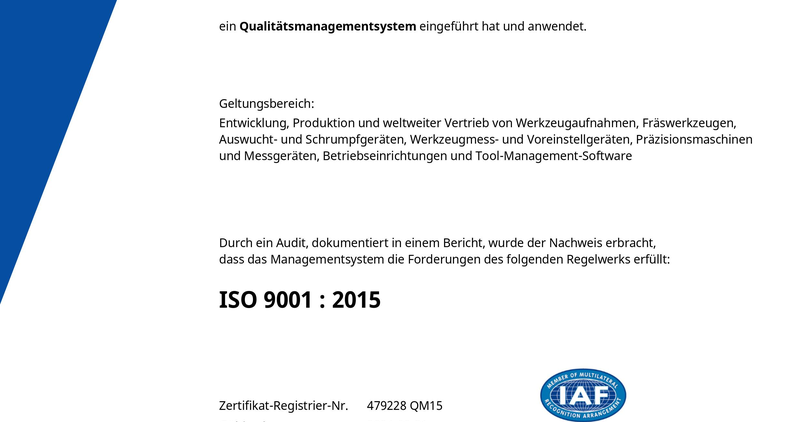 Bescheinigung über die Einführung und Anwendung eines Qualitätsmanagements Bescheinigung über die Einführung und Anwendung eines Qualitätsmanagements