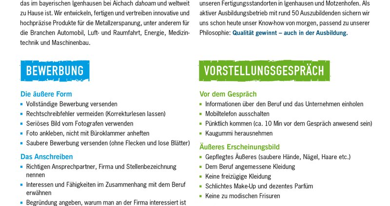 Merkblatt Do's and Dont's bei der Bewerbung Merkblatt Do's and Dont's bei der Bewerbung